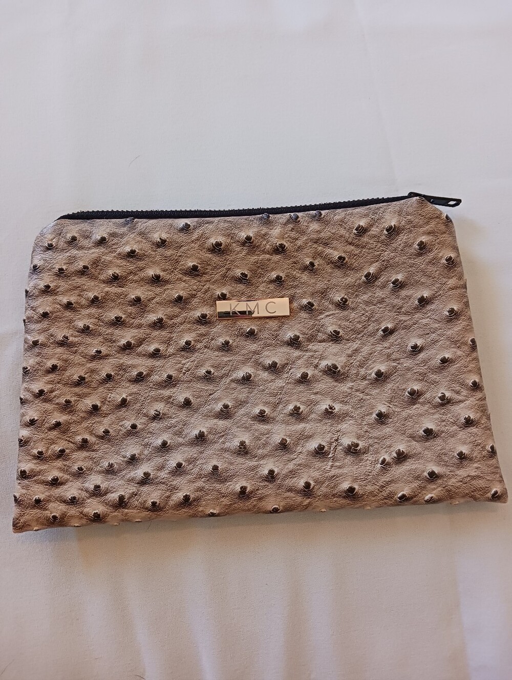 KMC Light Brown Faux Ostrich Skin Clutch